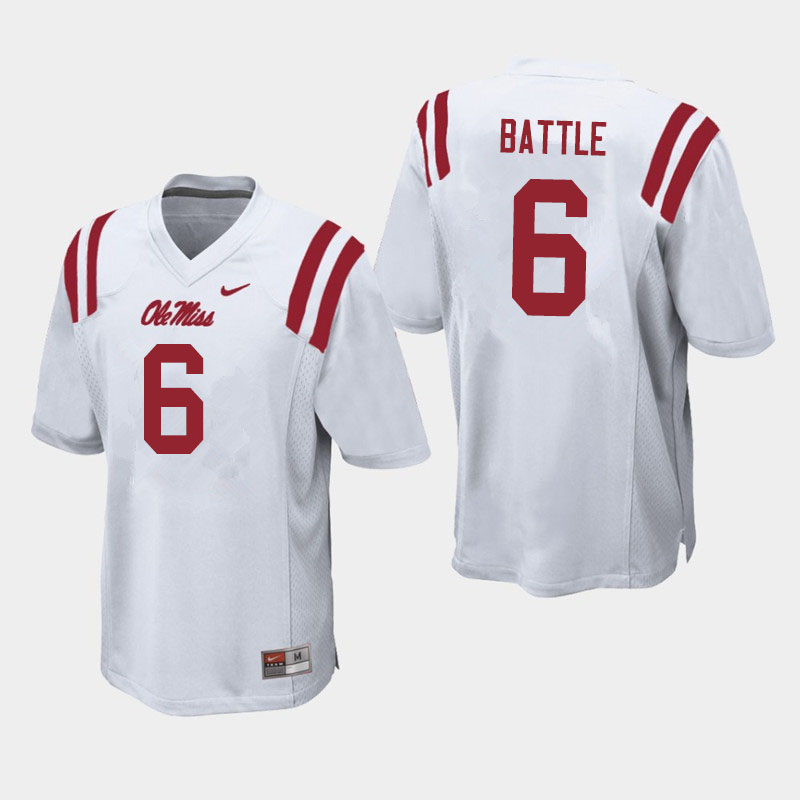 Miles Battle Ole Miss Rebels NCAA Men's White #6 Stitched Limited College Football Jersey RVQ1758HU